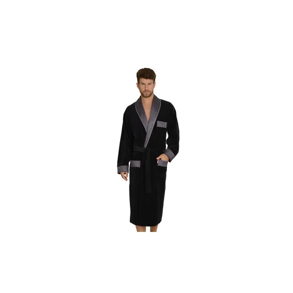 FOREX Lingerie edler und hochwertiger Herren Baumwoll-Bademantel im tollen Design, XXL, Grau